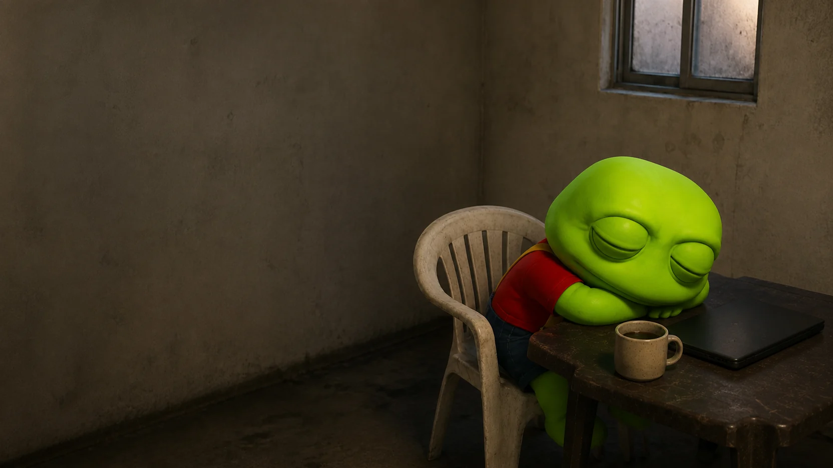 Toad asleep on the table